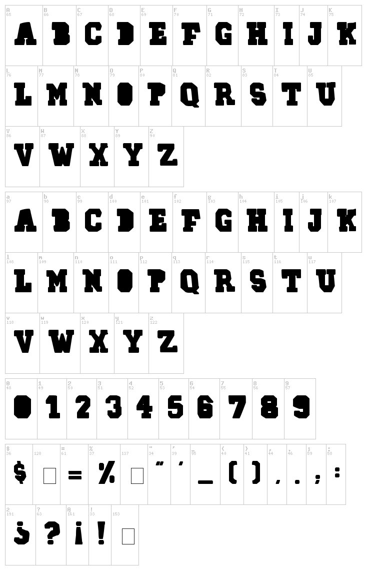 78 Skate font map