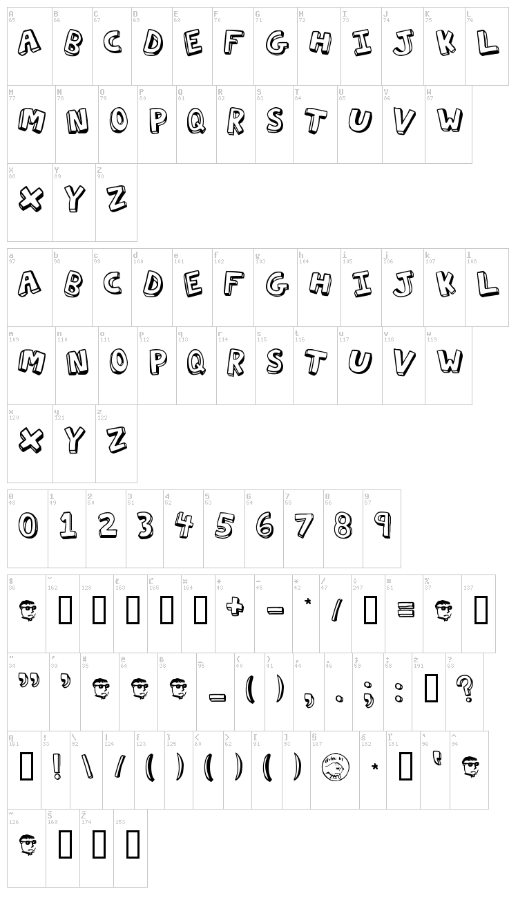 Action Jackson font map