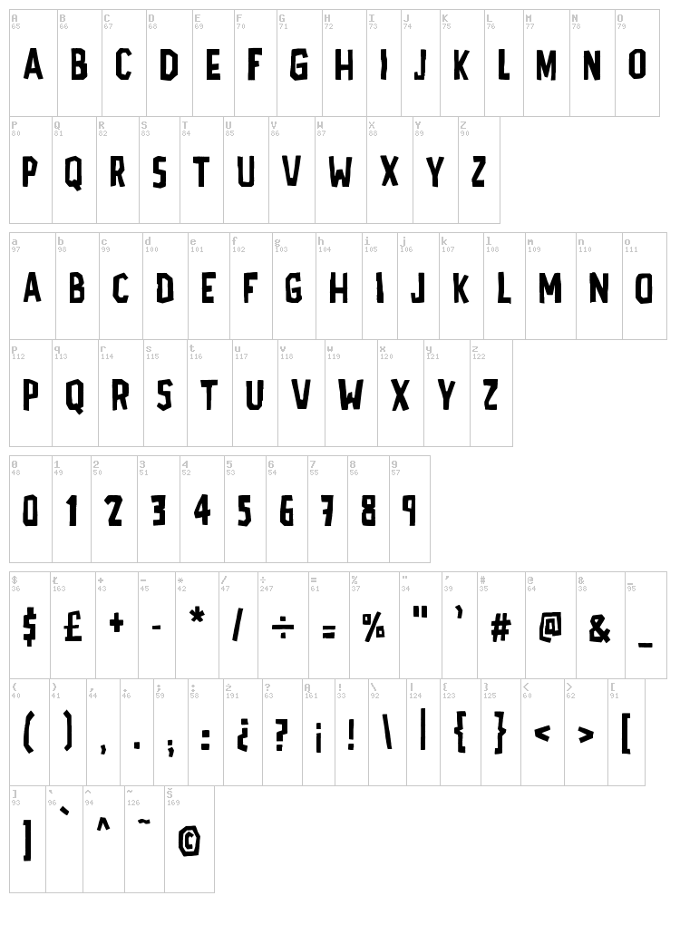 AD Polaquita font map