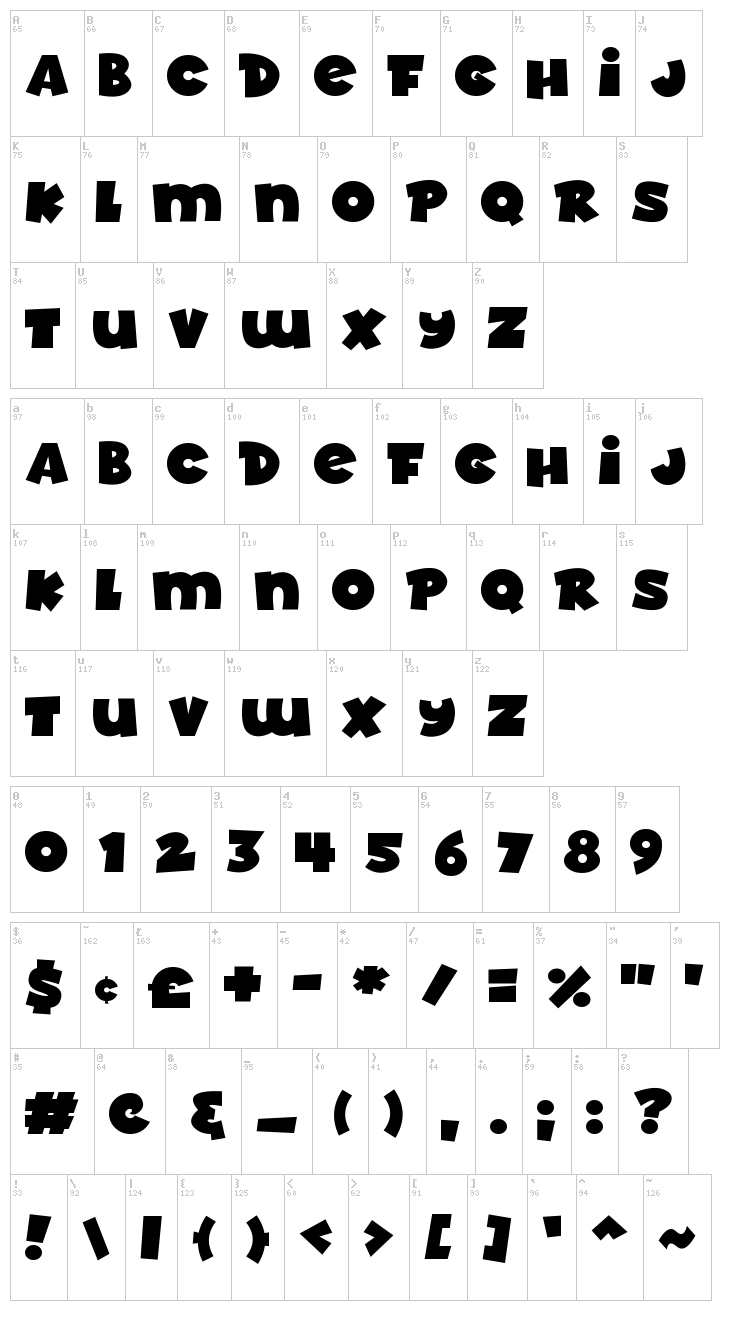 Adorable font map