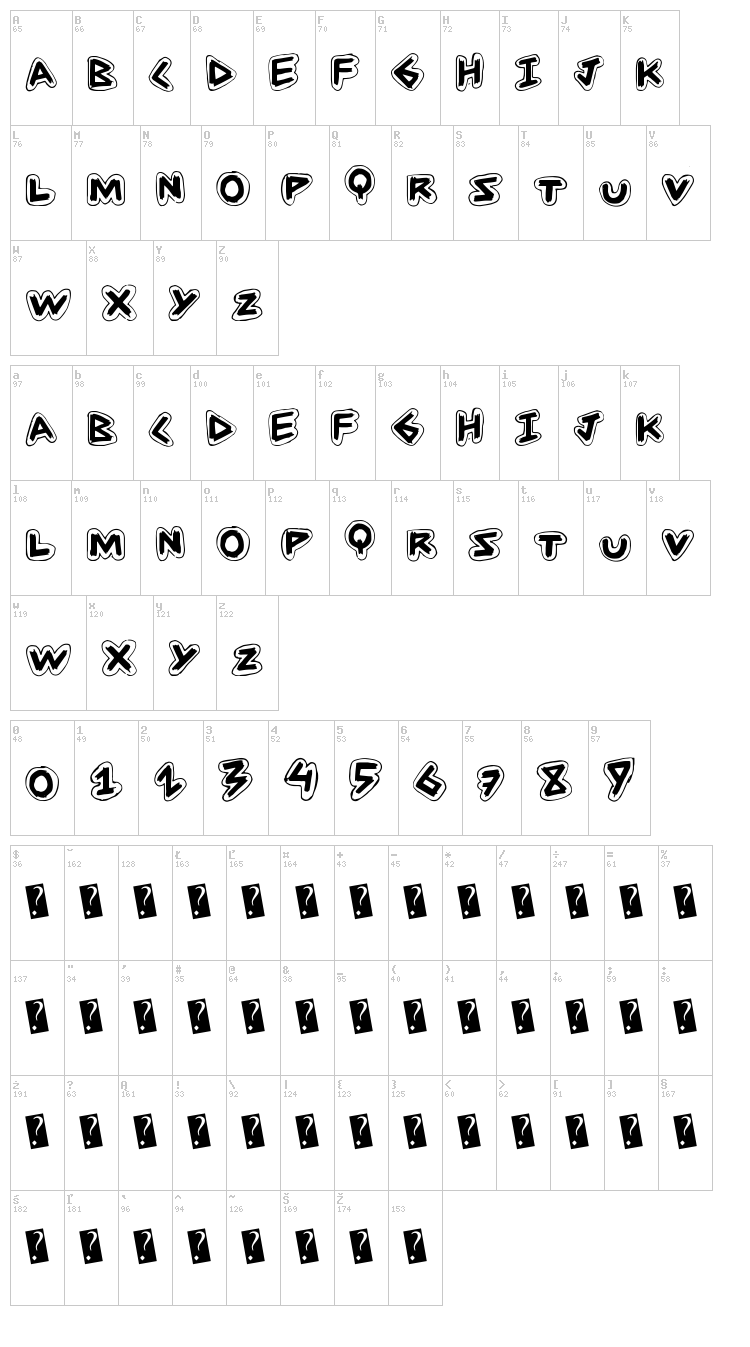 Angle Stroke font map
