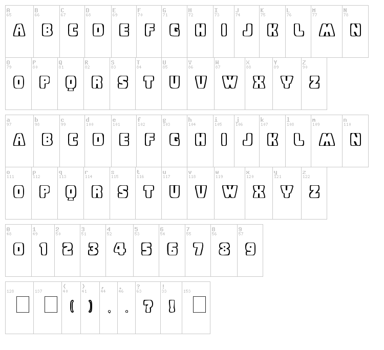 Baby Eskimo Kisses font map