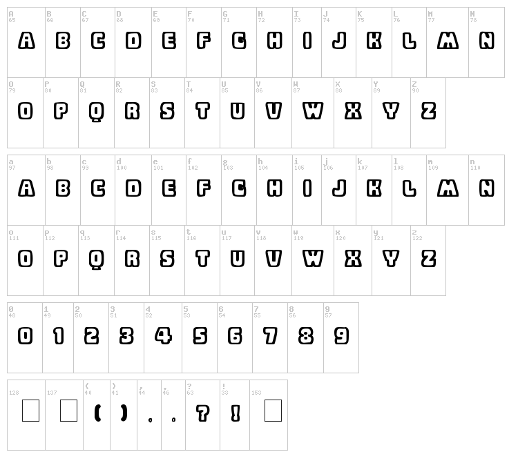 Baby Eskimo Kisses font map