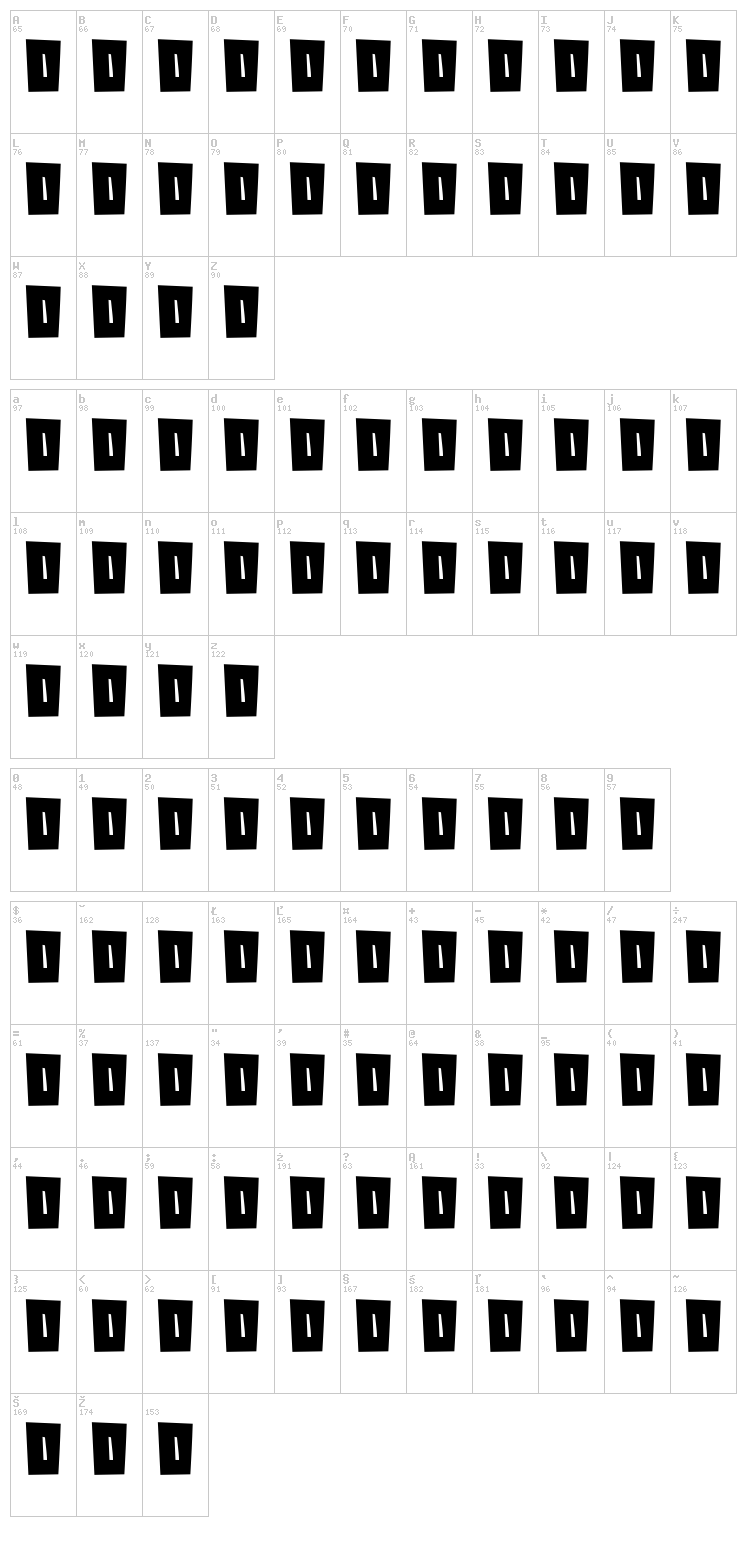 Beanesdrock font map