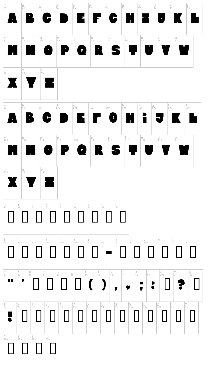 Bloxxxx font map