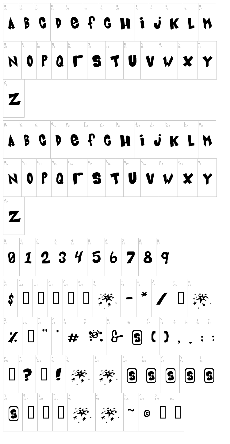 Blue Card font map