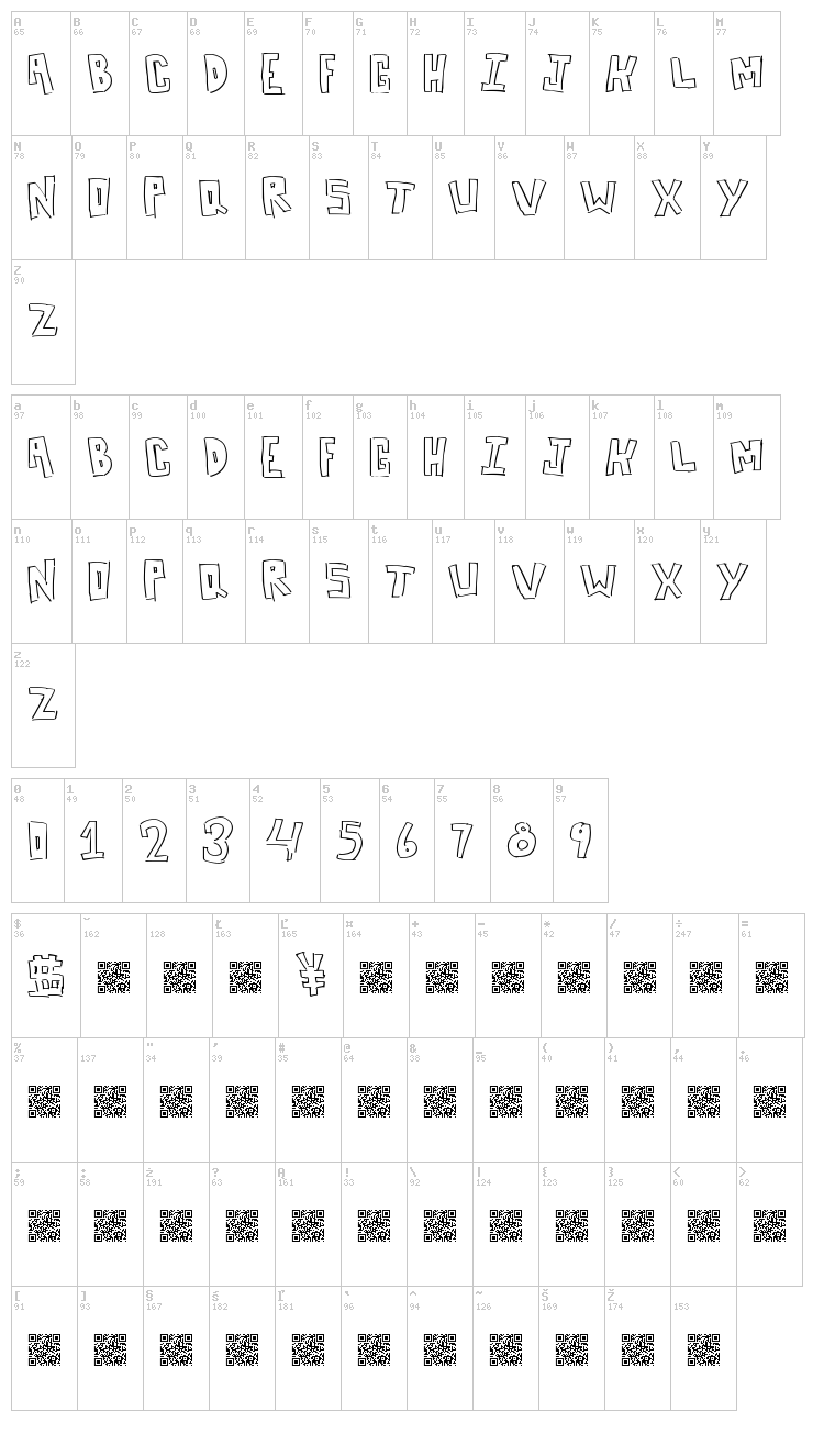 Box Lines font map