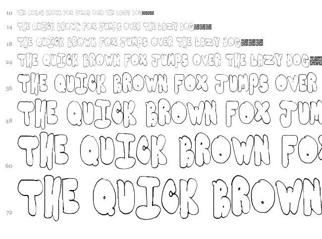 Bubble Yums font waterfall