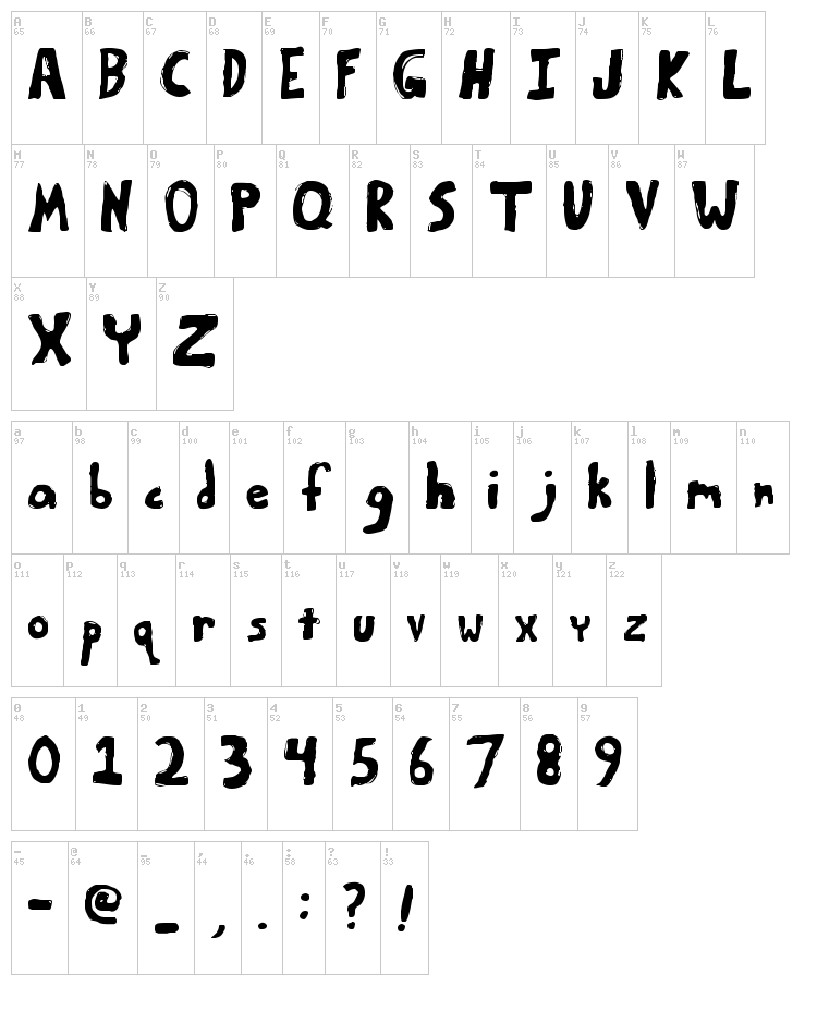 Bumpy Road font map