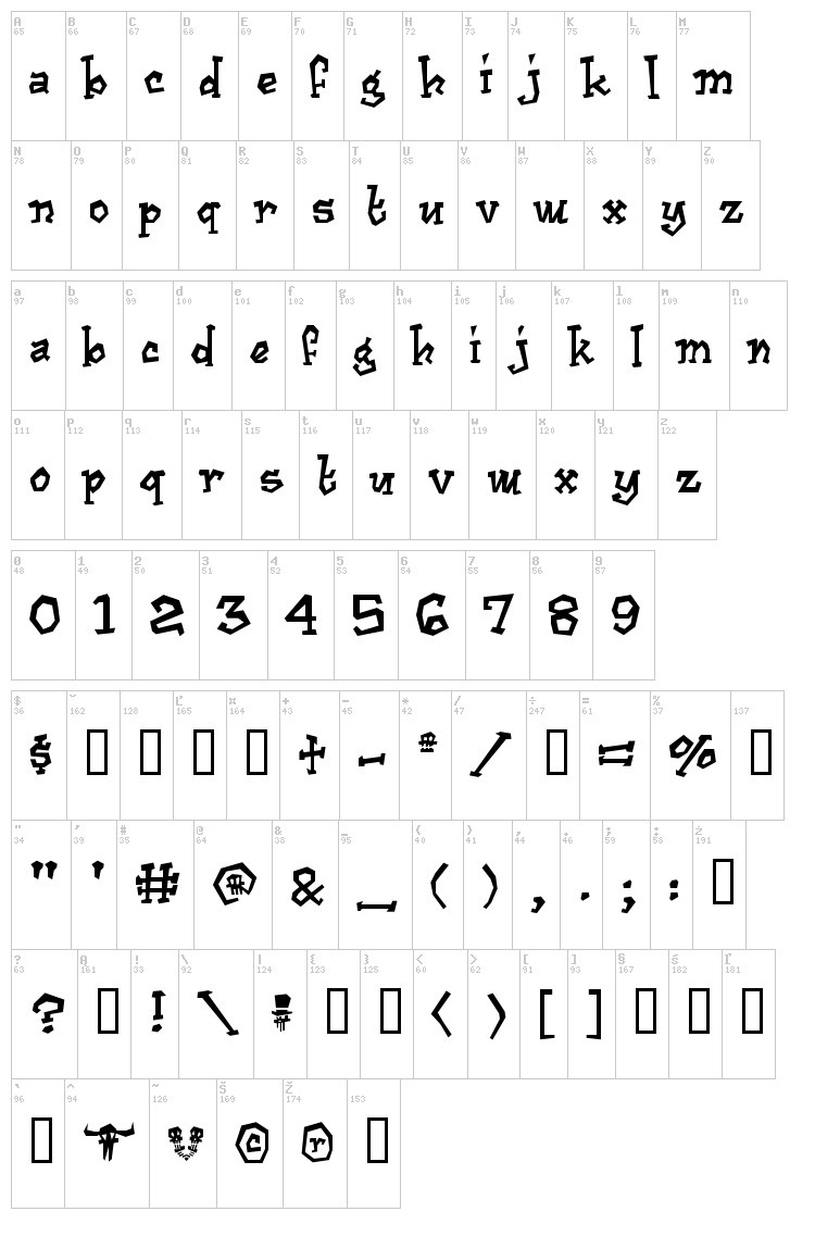 Cajun Boogie font map