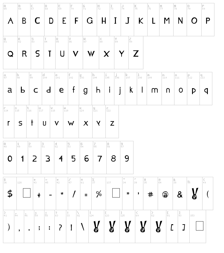 Chocolat Bleu font map