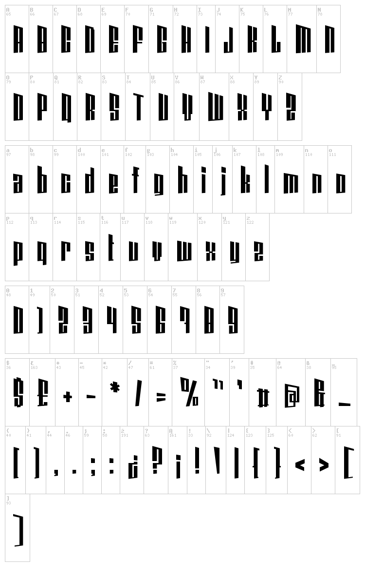 Coin Locker Datura font map