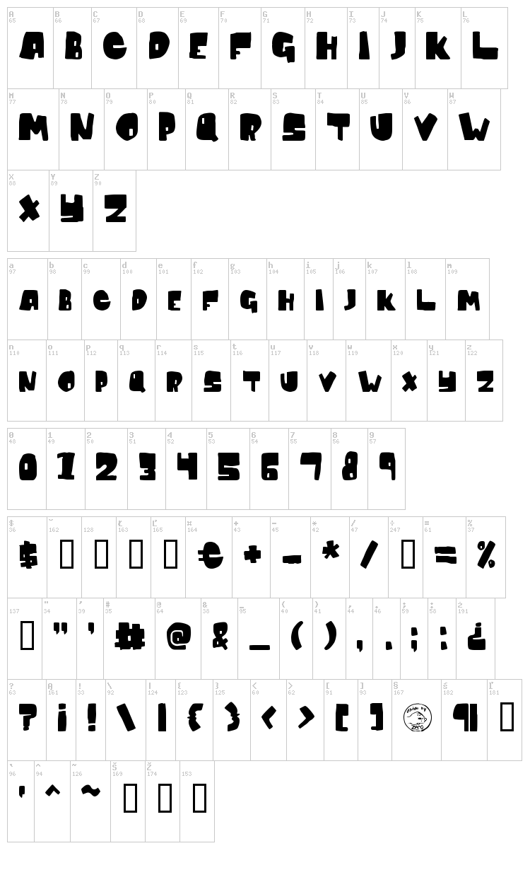 Conventional Wisdom font map
