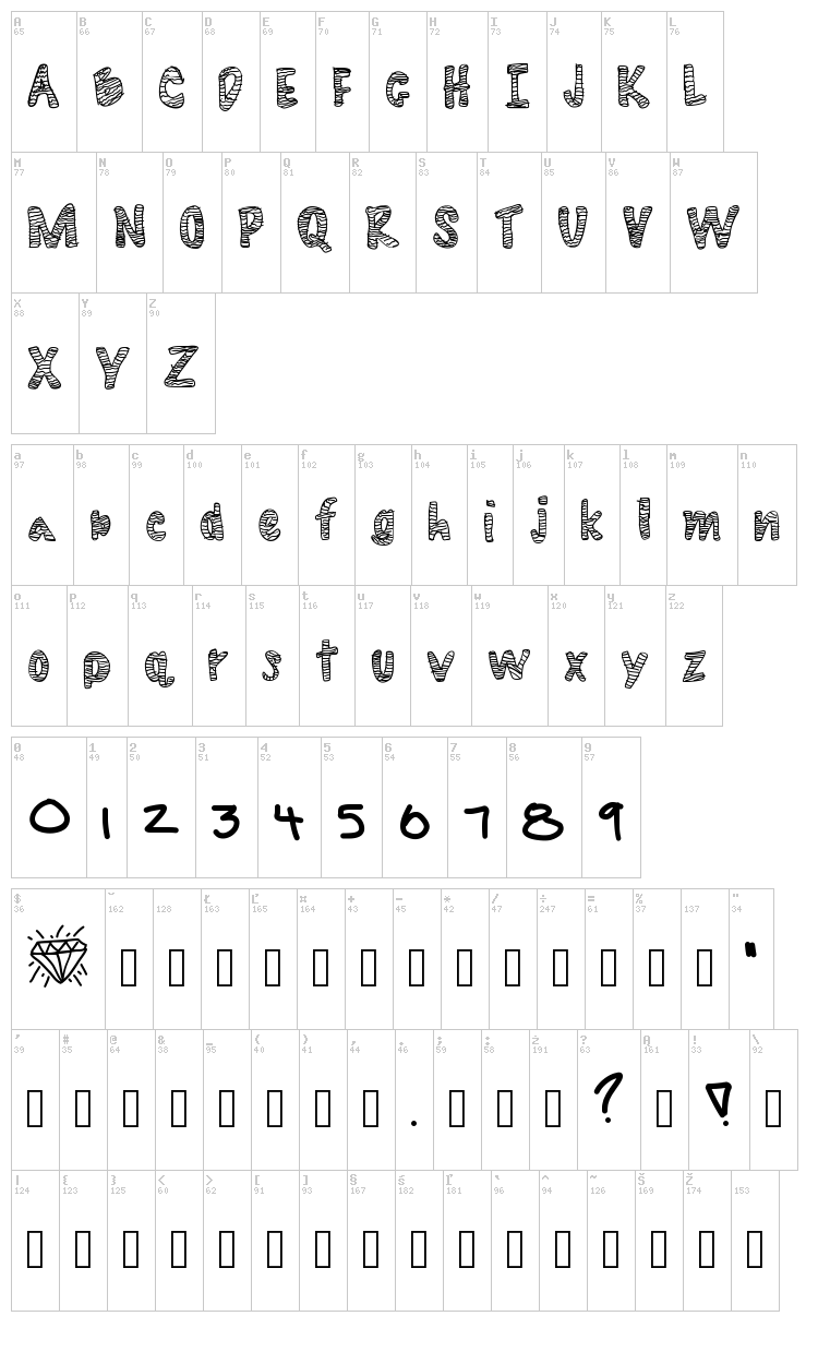 Diamond Life font map