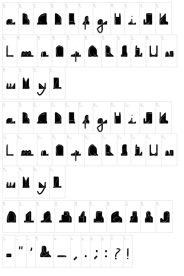 DownBoy font map