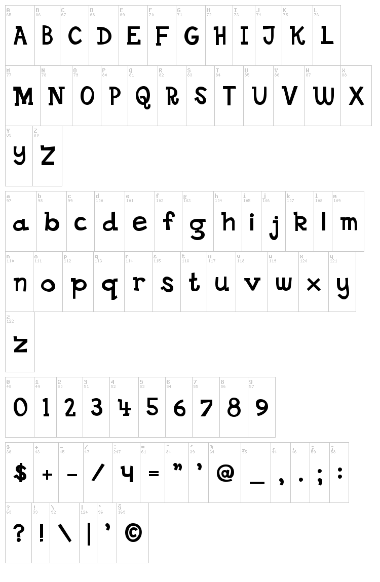 DS Goose font map