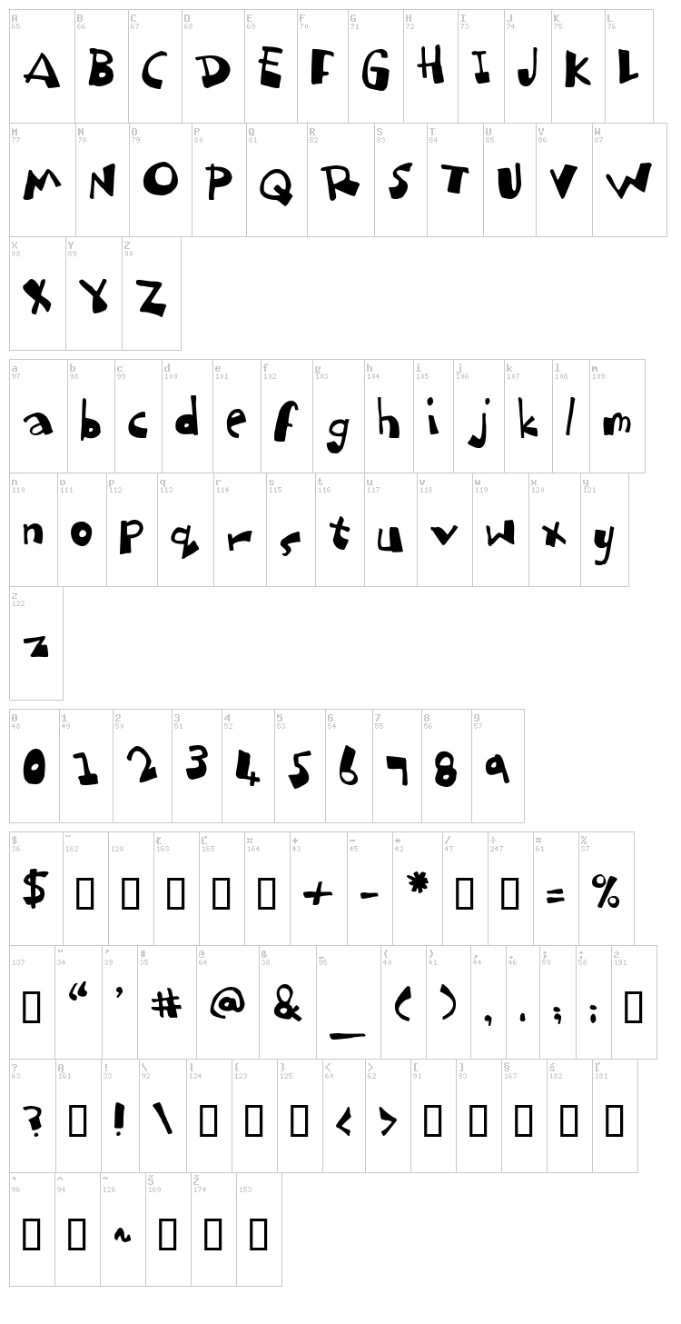 Dubbem font map
