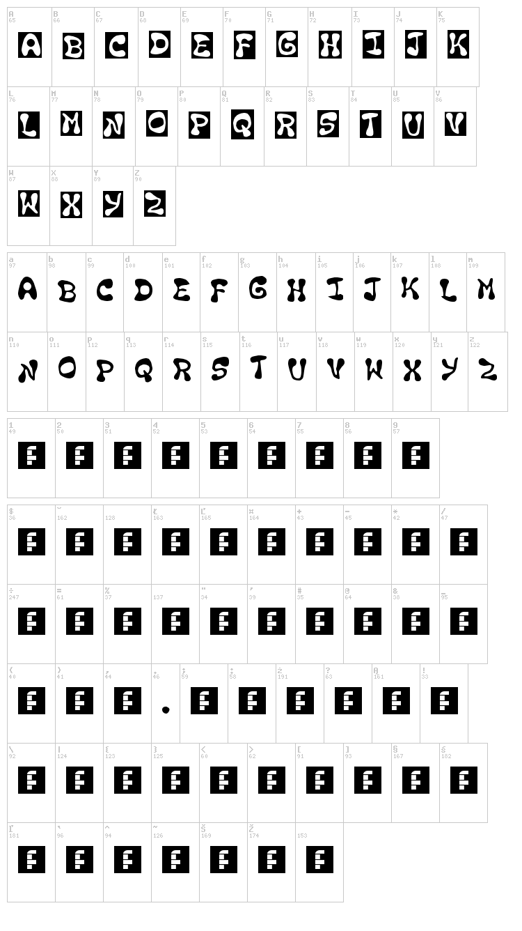 En Drawn n Cut font map