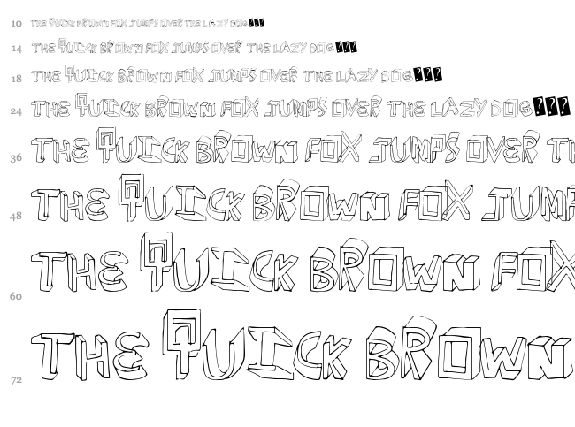 Extra Dimension font waterfall