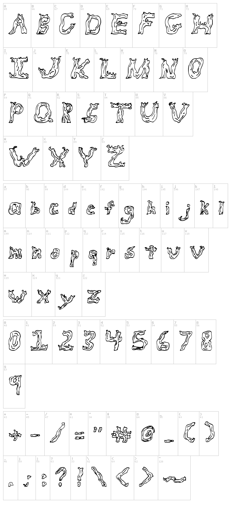 Fire Wood font map