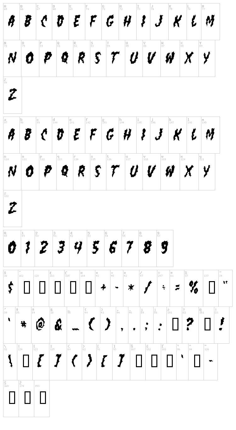 Flamin Poo font map