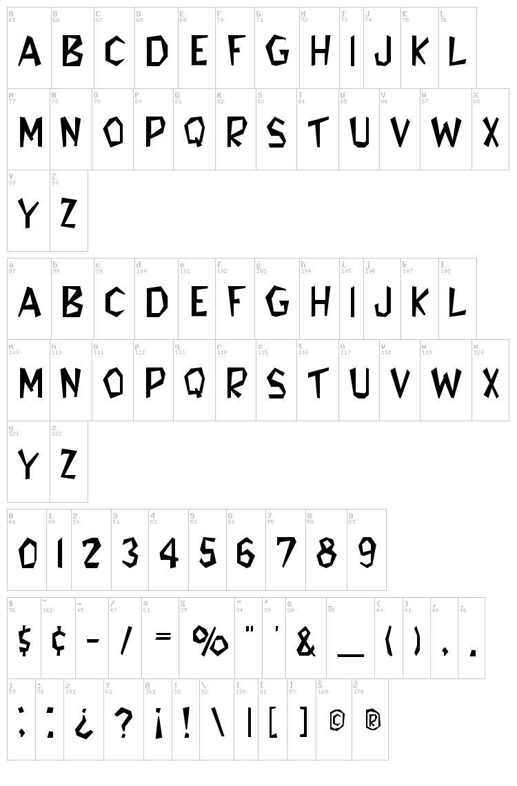 Flintstone font map