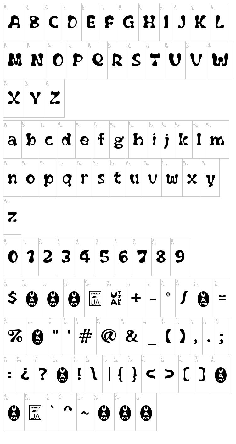 Flubber font map