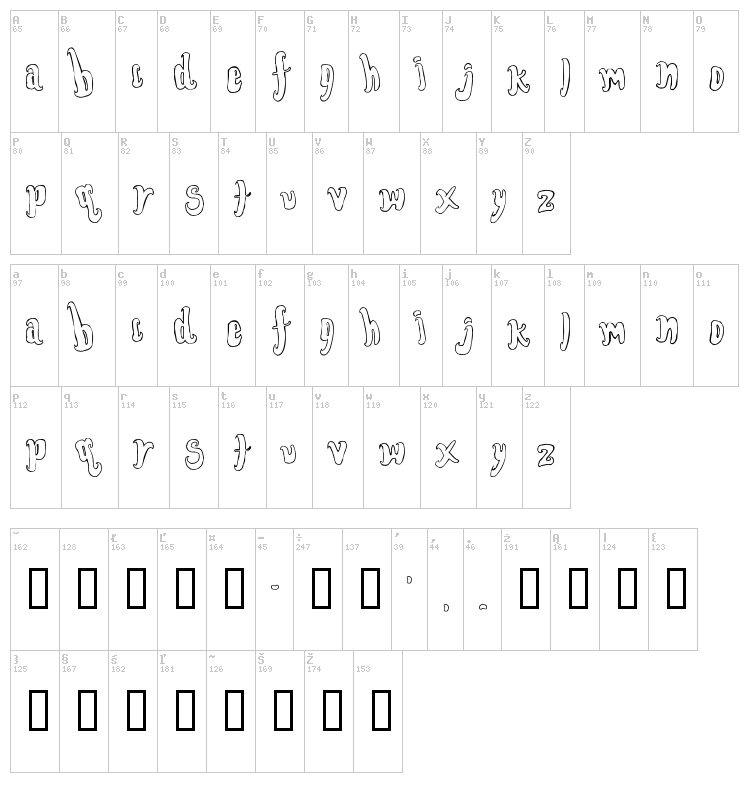 Font for the dumped font map