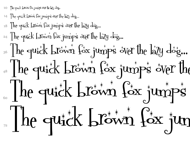 Fontdinerdotcom Sparkly font waterfall