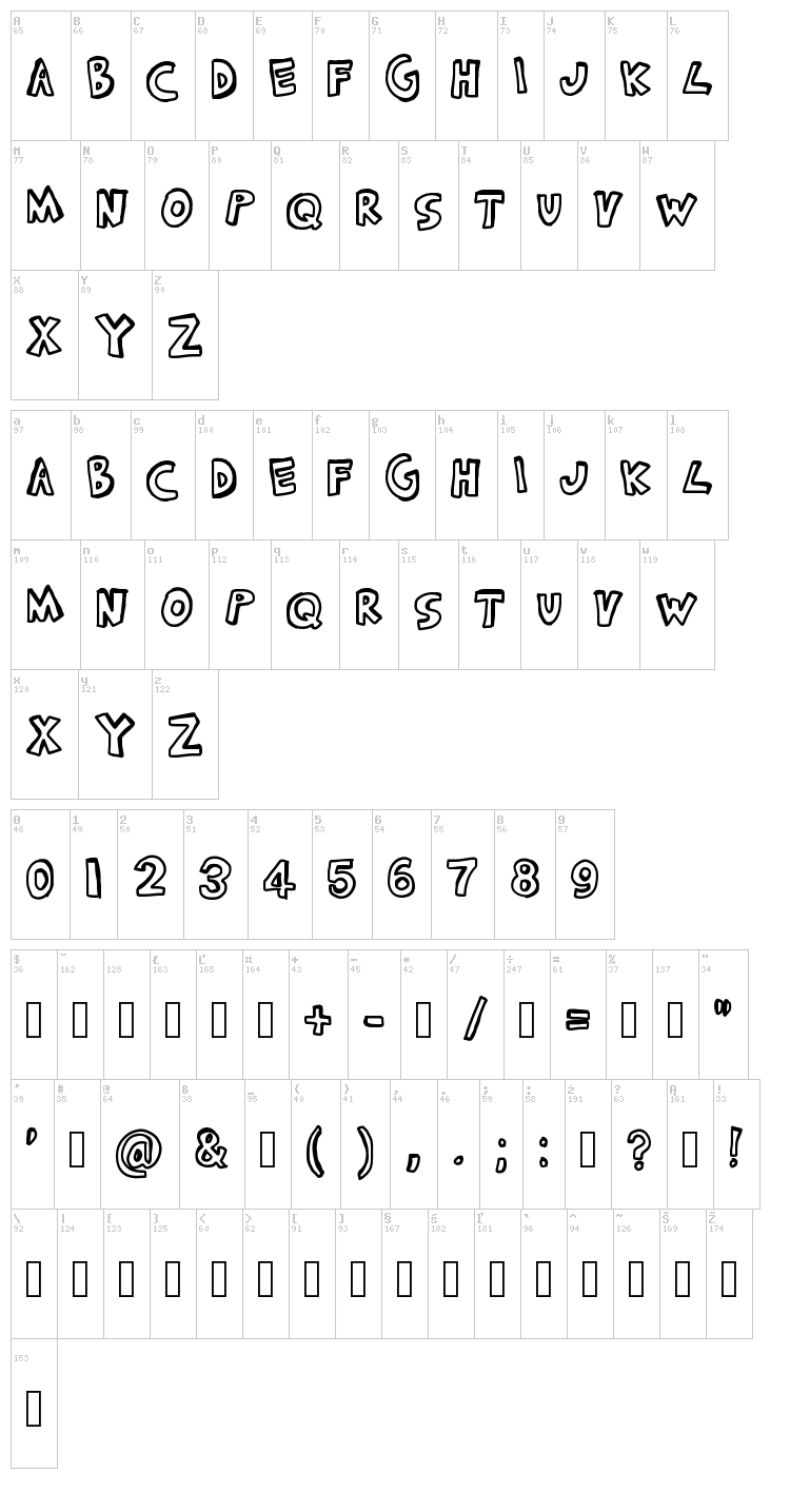 Freewind font map