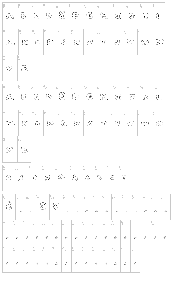 Ghost Clouds font map