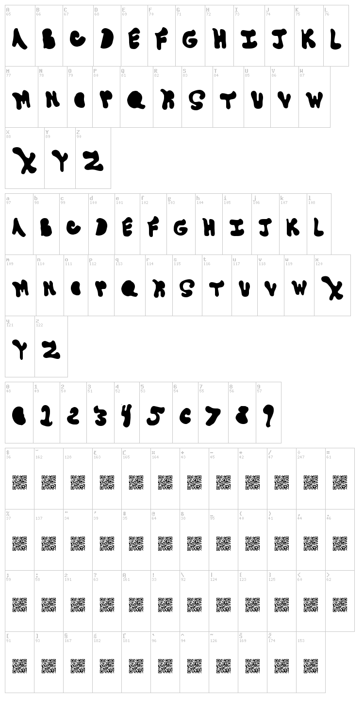 Gone Away font map