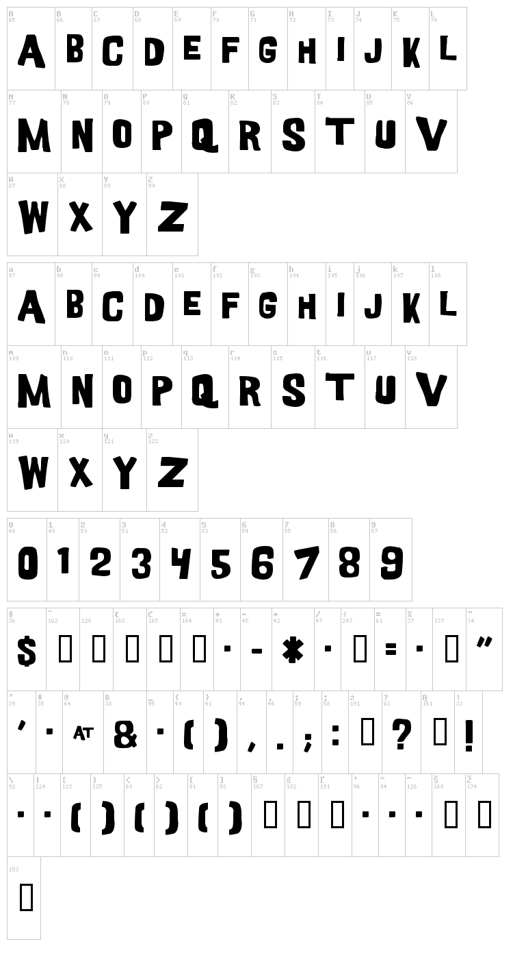 Good Girl font map