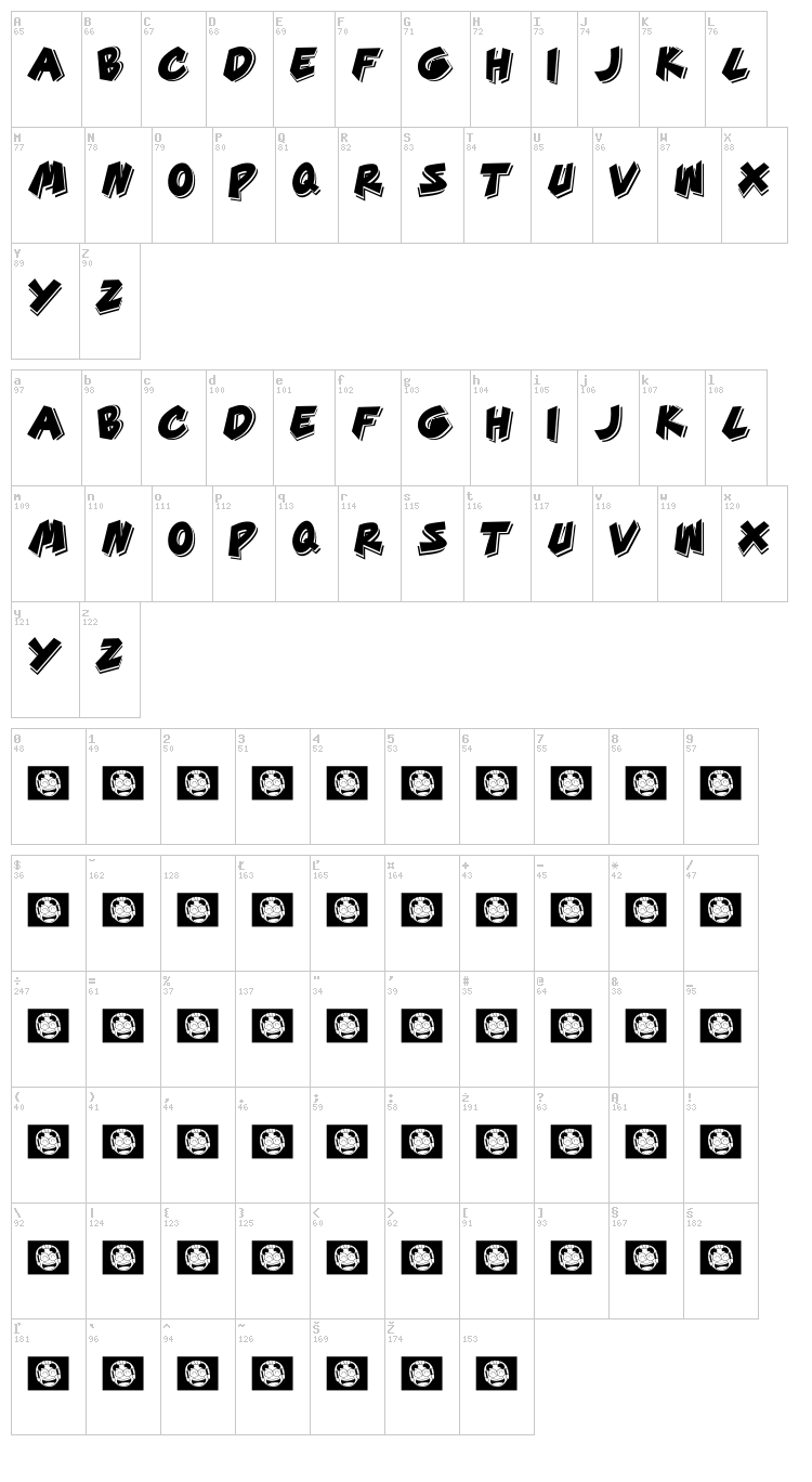 Good Time font map