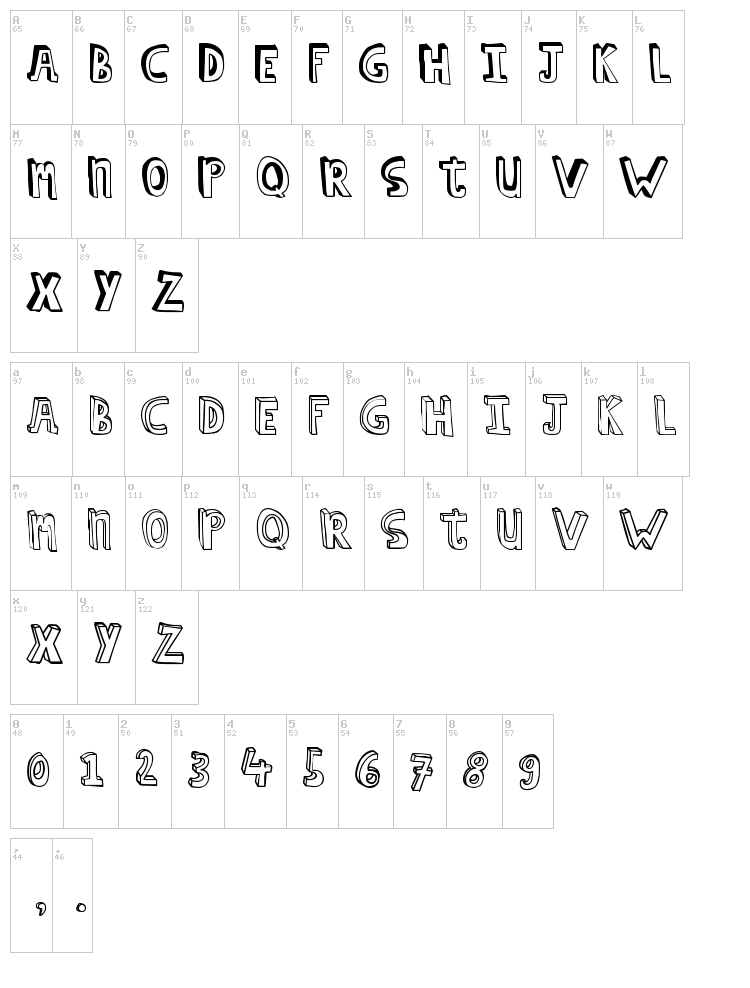 Hilde Caps font map