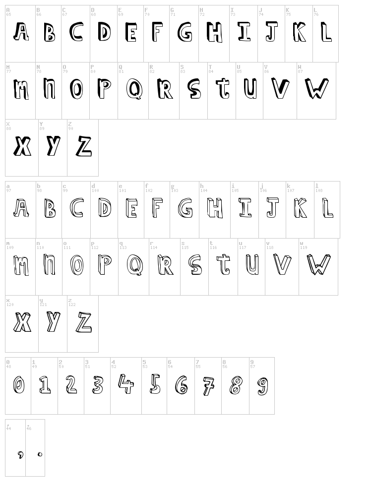 Hilde Caps font map
