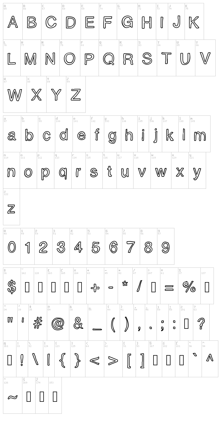 Inside Outside font map