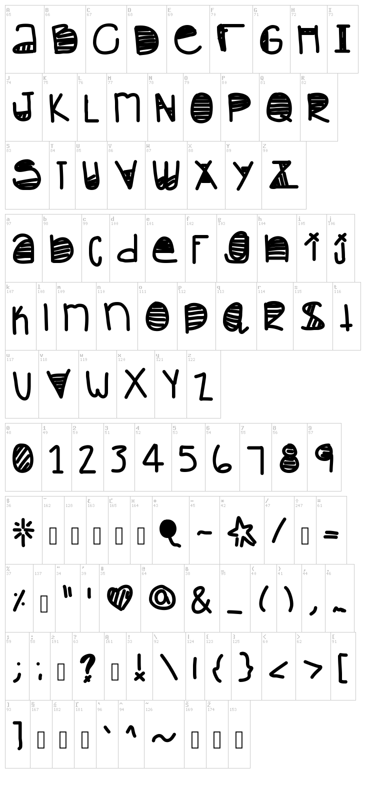In The Morming font map