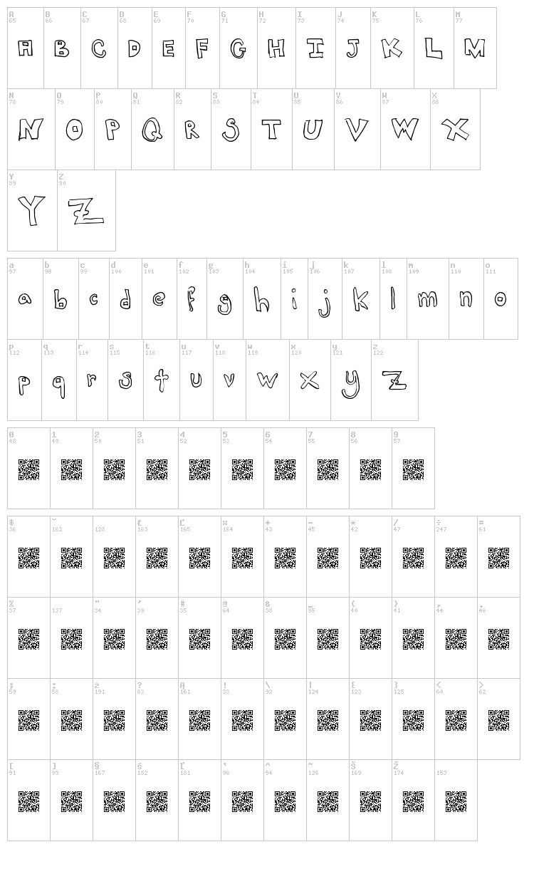 Jack Trades font map
