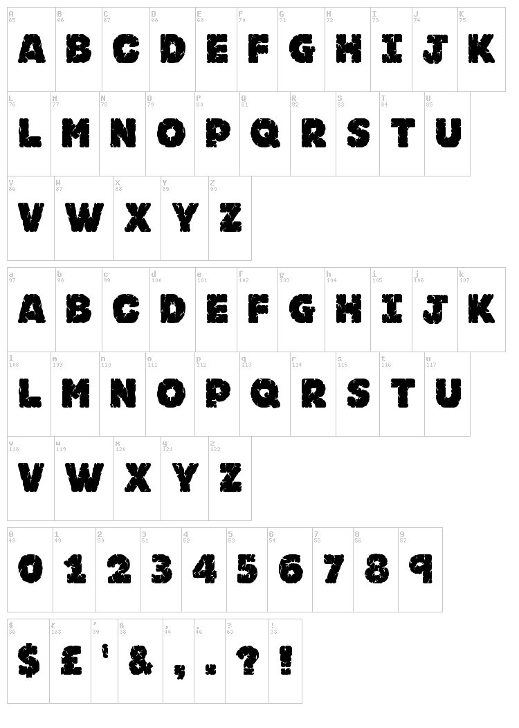 JF Rock font map