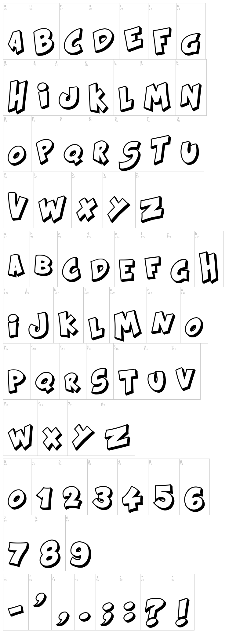 Kraash font map