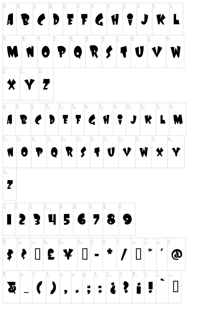 Laff Riot NF font map
