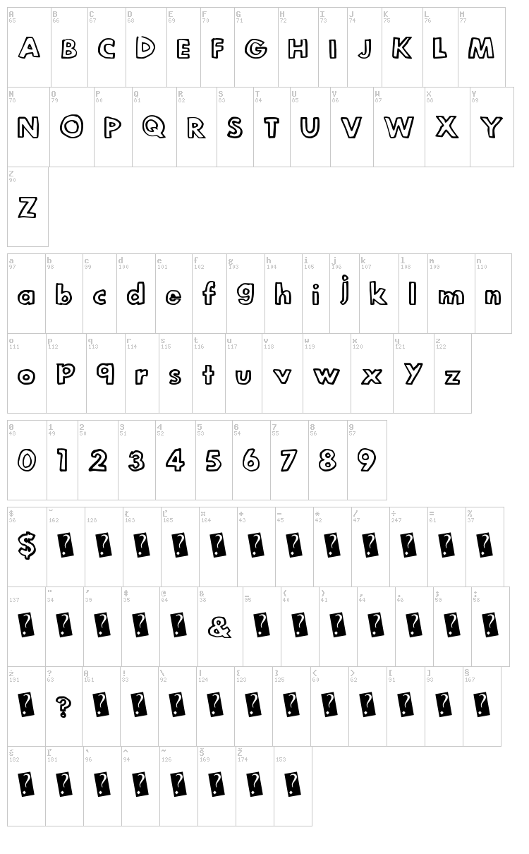 Legit Outline font map