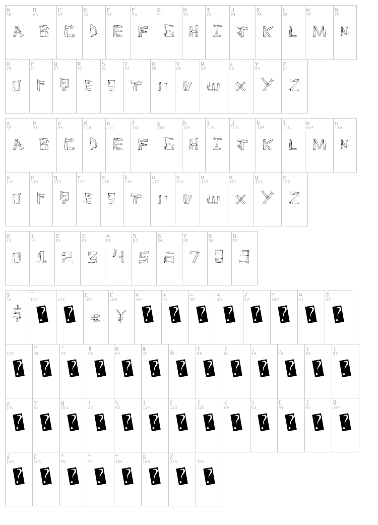 Line Fever font map