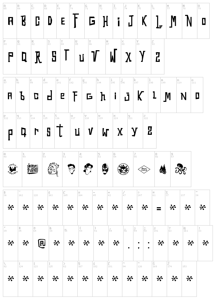 Los Snorks font map