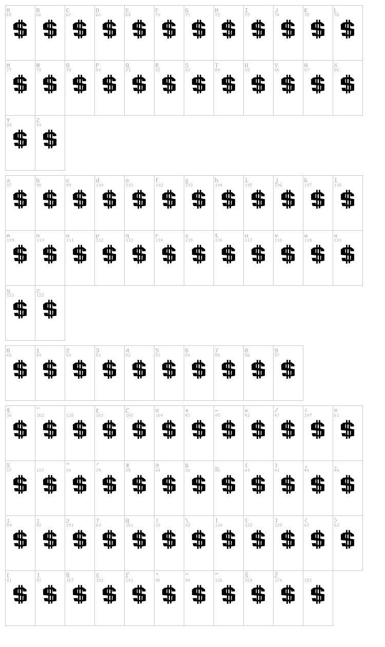 Menace font map