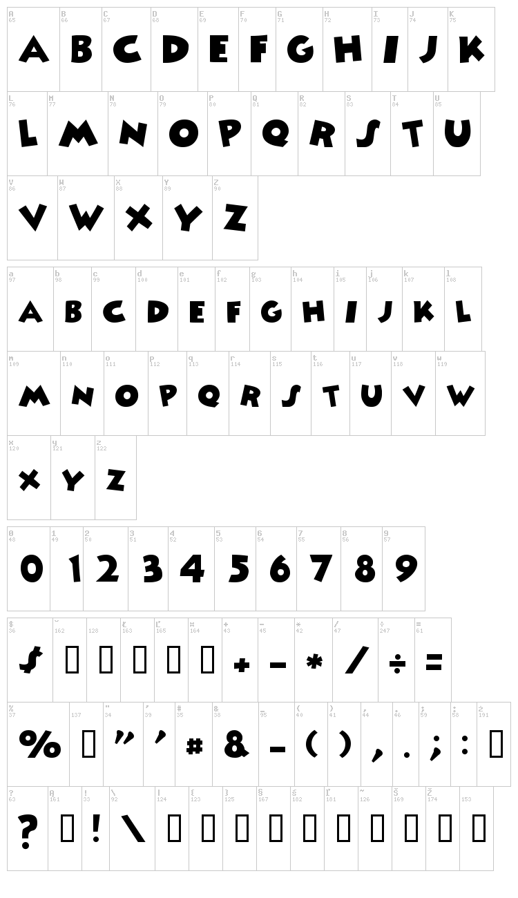 Mickey font map