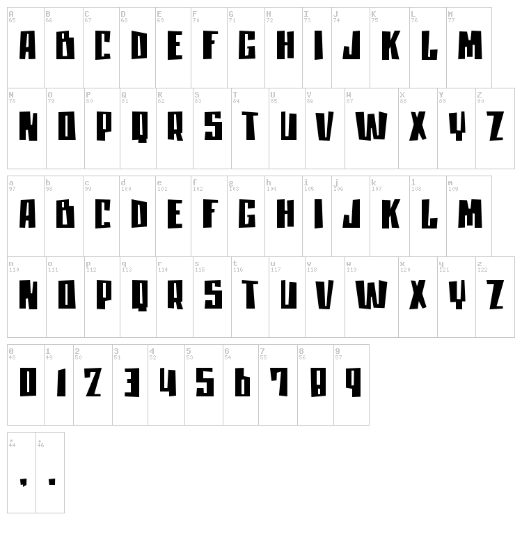 Moan Lisa font map