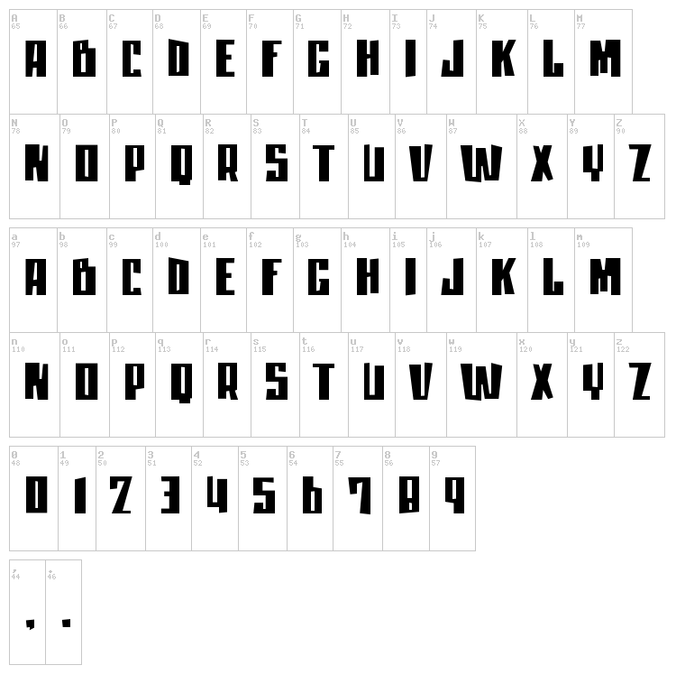 Moan Lisa font map