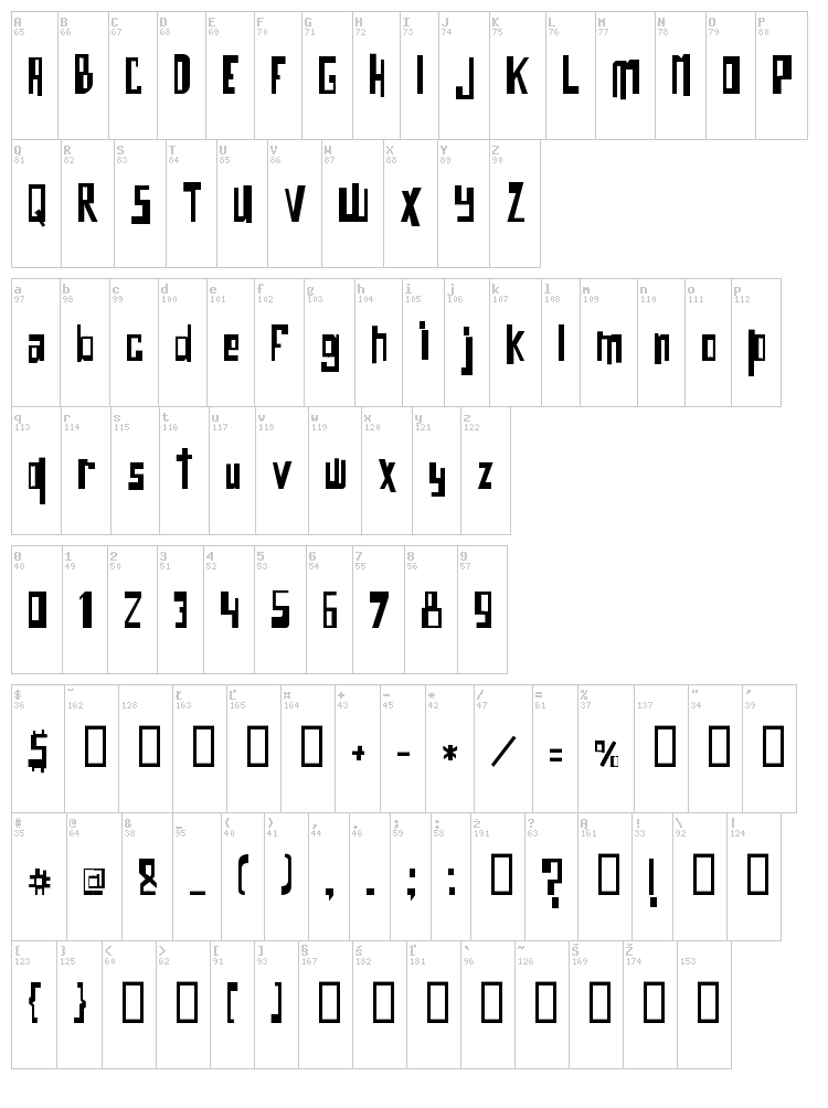 O Bicho font map